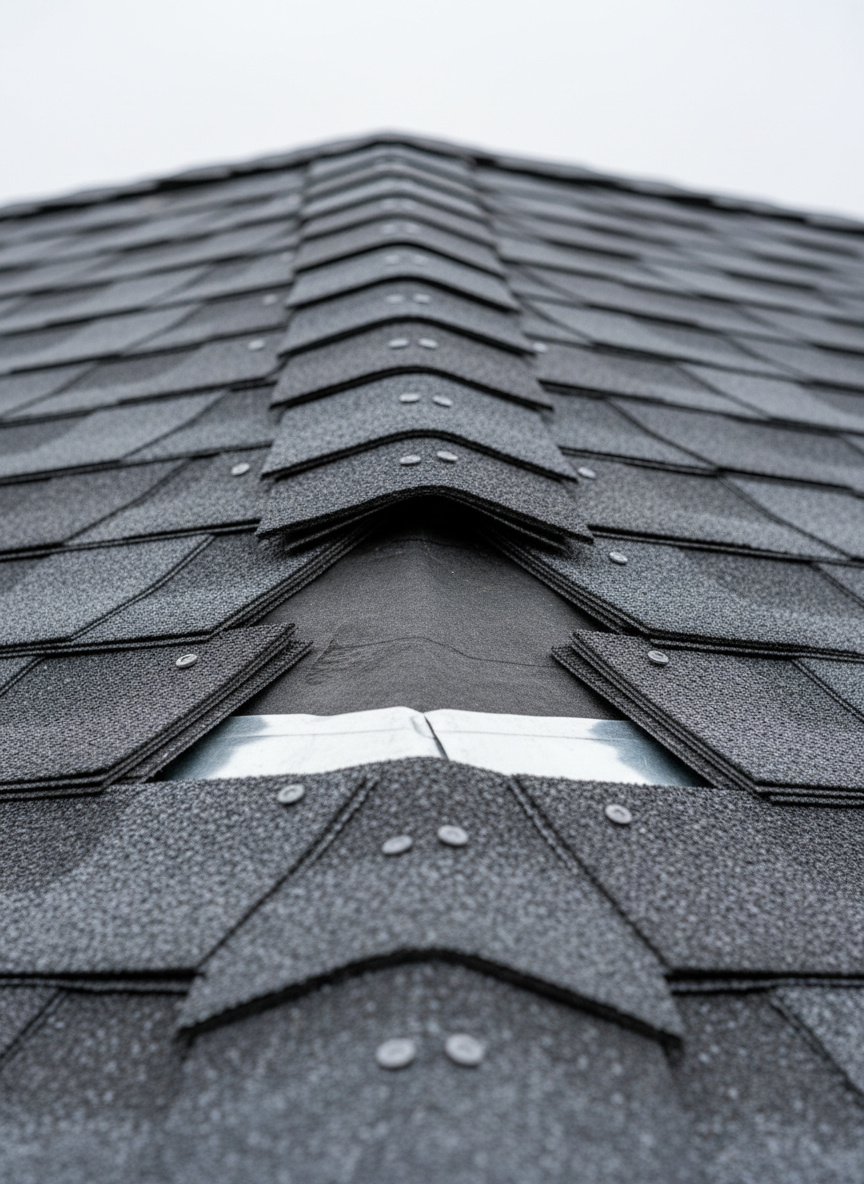 A tidy residential duplex in a Minnesota neighborhood, photographed from curbside at eye level, showcasing a well-maintained roof, updated siding, and a small real estate sign staked in the lawn reading “Under Contract” with a simple, generic logo. The roof features uniform gray shingles, while the siding alternates between light horizontal panels and a small section of darker accent cladding. Seamless gutters line the eaves with downspouts blending into the design. Soft, late-morning natural light creates gentle, realistic shadows and a calm, neutral color palette. The composition uses rule-of-thirds framing for the building and sign, evoking a professional, trustworthy atmosphere that subtly connects roofing services with residential real estate transactions.